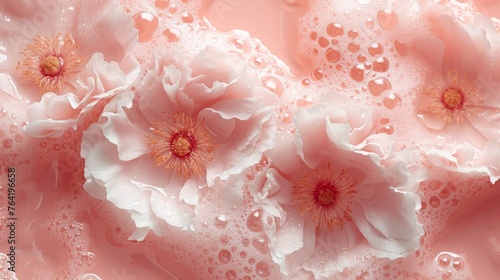  A high resolution image featuring a pink flower in full detail against a plain white background, with water droplets glistening on the petal edges