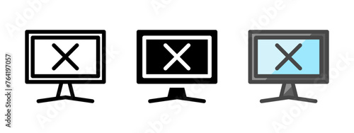 Multipurpose blue screen vector icon in outline, glyph, filled outline style. Three icon style variants in one pack.