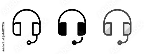 Multipurpose headset vector icon in outline, glyph, filled outline style. Three icon style variants in one pack. photo