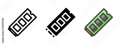 Multipurpose M.2 SSD vector icon in outline, glyph, filled outline style. Three icon style variants in one pack.