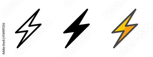 Multipurpose lightning vector icon in outline, glyph, filled outline style. Three icon style variants in one pack.