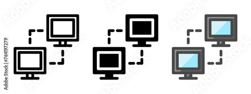 Multipurpose network vector icon in outline, glyph, filled outline style. Three icon style variants in one pack.