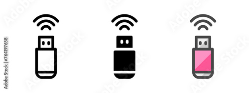 Multipurpose wifi adapter vector icon in outline, glyph, filled outline style. Three icon style variants in one pack.