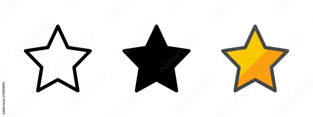 Multipurpose star vector icon in outline, glyph, filled outline style. Three icon style variants in one pack. Multipurpose star vector icon in outline, glyph, filled outline style. Three icon style variants in one pack.