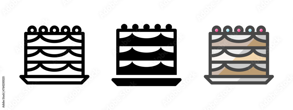 Multipurpose cake vector icon in outline, glyph, filled outline style. Three icon style variants in one pack. Multipurpose cake vector icon in outline, glyph, filled outline style. Three icon style variants in one pack.