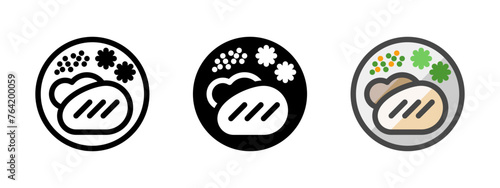 Multipurpose chicken steak vector icon in outline, glyph, filled outline style. Three icon style variants in one pack.