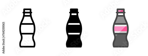 Multipurpose coke bottle vector icon in outline, glyph, filled outline style. Three icon style variants in one pack.