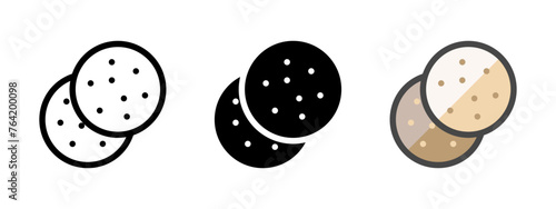Multipurpose cookies vector icon in outline, glyph, filled outline style. Three icon style variants in one pack.