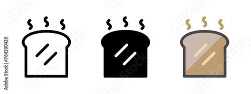 Multipurpose toasted bread vector icon in outline, glyph, filled outline style. Three icon style variants in one pack.