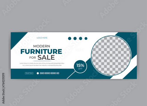 modern furniture sale facebook cover design template for social media marketing.