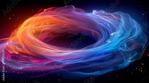 Blue and Red Swirl on Black Background