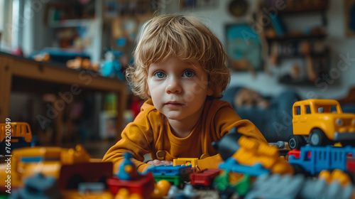 innocence and wonder of childhood imagination with a young child playing with toys, lost in a world of make-believe where their vivid imagination brings their toys to life.