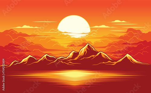 The beautiful sunrise illustration vector