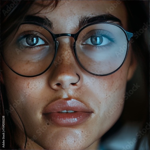 Close-Up of Person Wearing Glasses