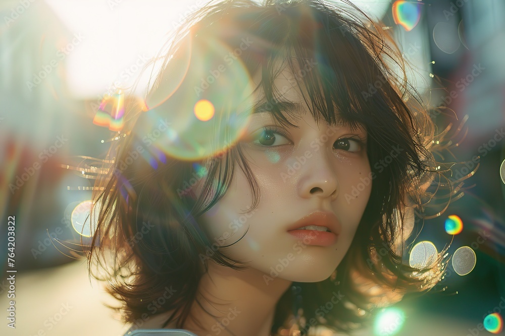 Natural Beauty: Radiant Girl with Sunlight in Her Hair Natural Beauty: Radiant Girl with Sunlight in Her Hair