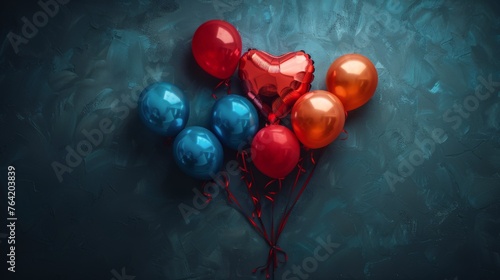 Bunch of Heart Shaped Balloons on a String