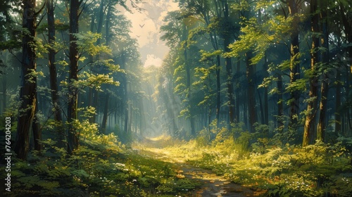 Path Through Forest Painting