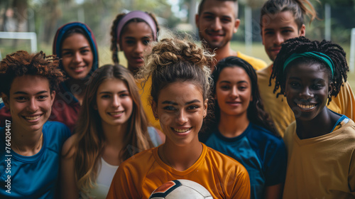 sports team composed of players of diverse abilities, genders, and backgrounds, showcasing the importance of inclusivity and equal opportunities in sports.