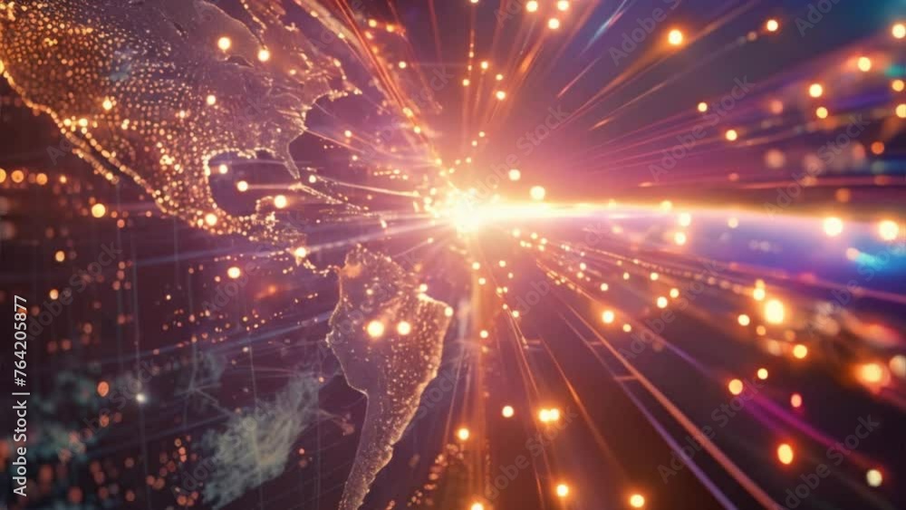 Global Data Stream: An abstract view showing streams of light traveling around a globe, representing the flow of information across the digital world. Global Data Stream: An abstract view showing streams of light traveling around a globe, representing the flow of information across the digital world.