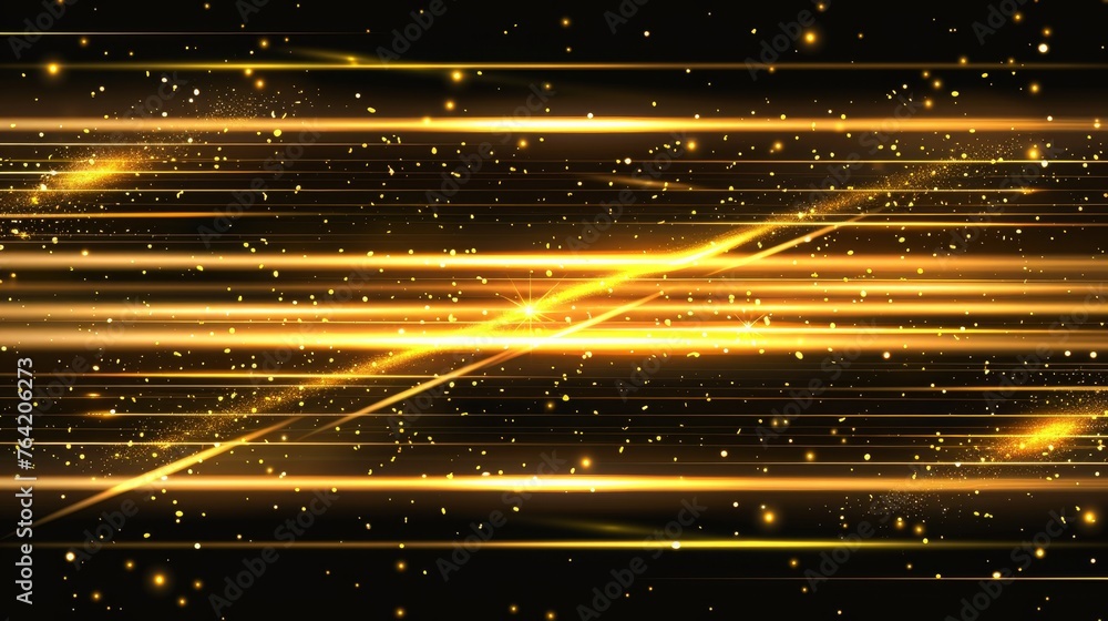 Obraz premium Golden Light Streaks with Sparkling Particles