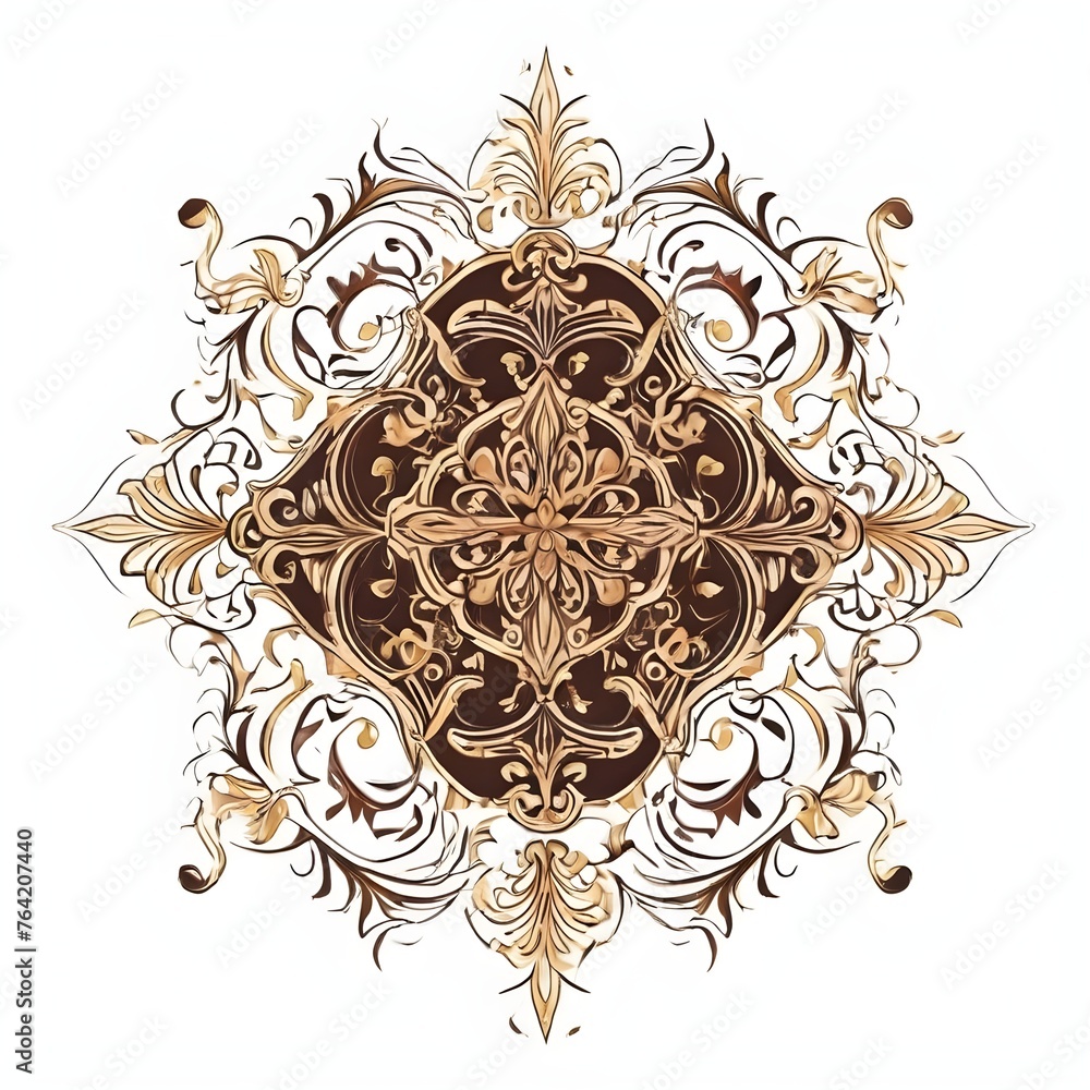 Golden and white Ornament pattern on white background