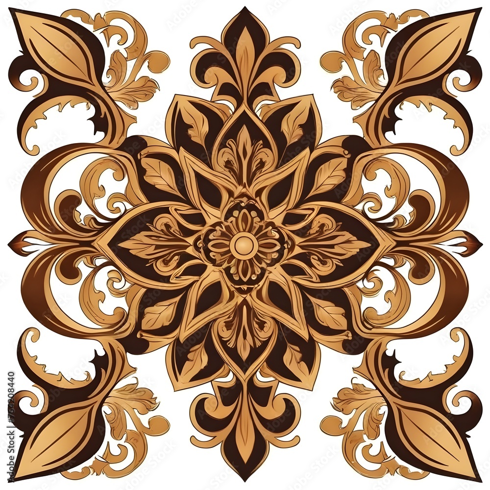 Golden and white Ornament pattern on white background Golden and white Ornament pattern on white background