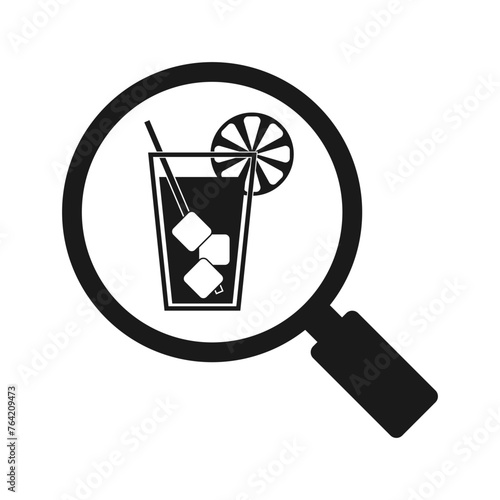 Magnifying glass icon with cocktail
