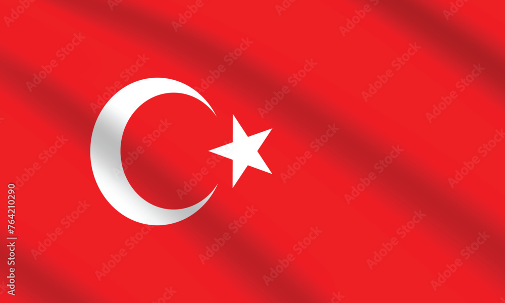 Flat Illustration of Turkey national flag. Turkey flag design. Turkey wave flag.
