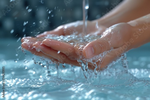 Hands catching streaming water with an emphasis on fluid motion and the beauty of simple actions
