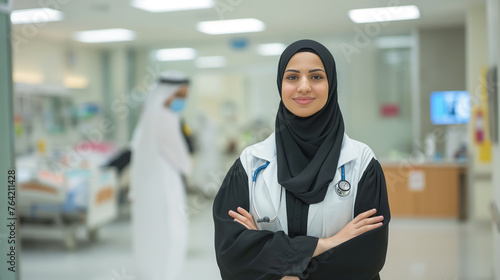 Young professional qualified skilled female doctor in hospital in United Arab Emirates