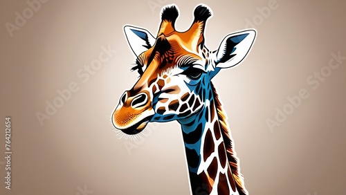 portrait of a giraffe on a gray background