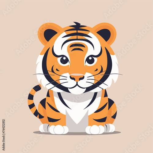 Cute tiger cartoon illustration flat vector design