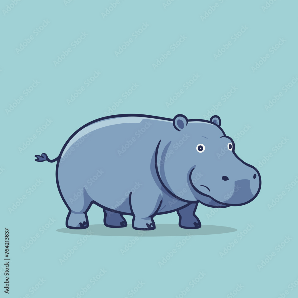 Obraz premium Cute hippo flat vector illustration