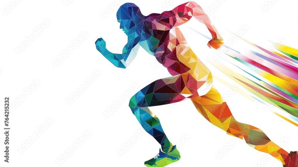 Geometric running man in vector on white background Geometric running man in vector on white background