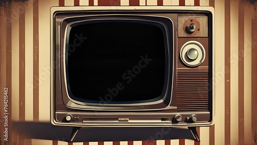 Old retro vintage television TV set with static noise on screen. Infinite loopable. Loop play video never ending. No stop sequence.
