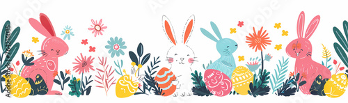 Vector Easter pattern with bunnies