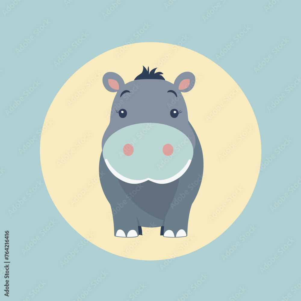Fototapeta premium Cute hippo cartoon design vector illustration