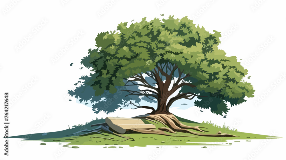 A tree in a resting place .. flat vector