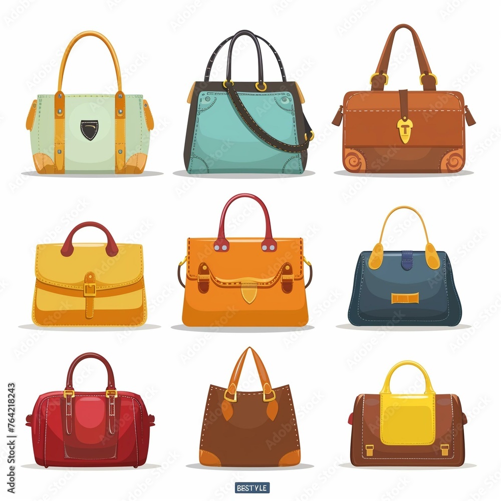 Versatile Women's Handbag Collection Fashion Accessories Illustration Versatile Women's Handbag Collection Fashion Accessories Illustration
