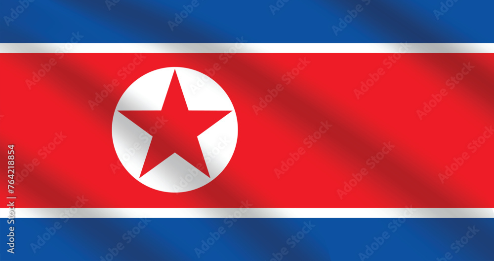 Fototapeta premium Flat Illustration of the North Korean national flag. North Korea flag design. North Korea wave flag. 