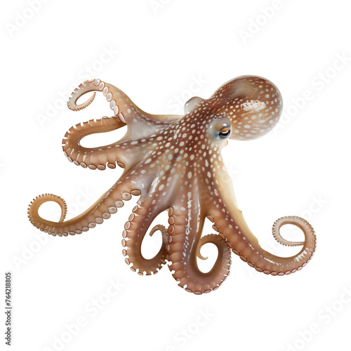 Fresh Octopus Squid isolated on transparent background Generative Ai