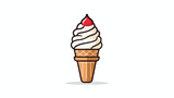 Cone ice cream icon using line style vector design