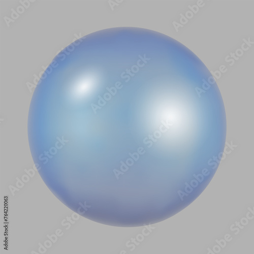 Vector isolated glossy translucent 3d bubble on gray background. Abstract water or soap bubble.