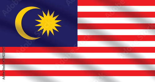 Flat Illustration of the Malaysia national flag. Malaysia flag design. Malaysia wave flag. 