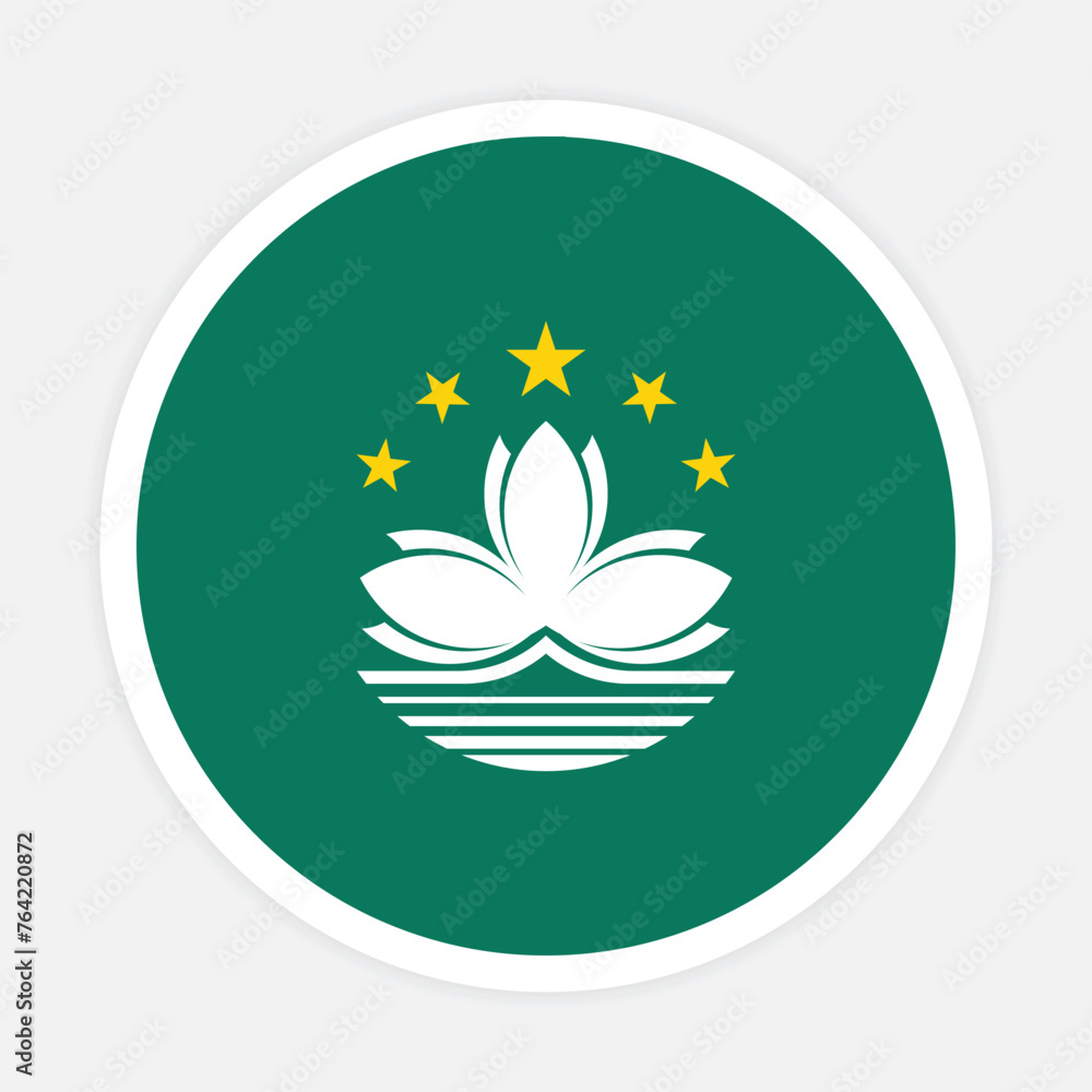 Macau national flag vector icon design. Macau circle flag. Round of Macau flag.
Macau national flag vector icon design. Macau circle flag. Round of Macau flag.