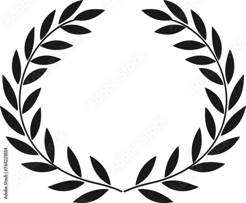 Laurel wreath victory icon collection.Winner award leaf logo.Black silhouette circular laurel foliate icon.