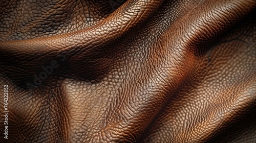 Detailed Close-up of High-Quality Brown Leather Texture for Background.