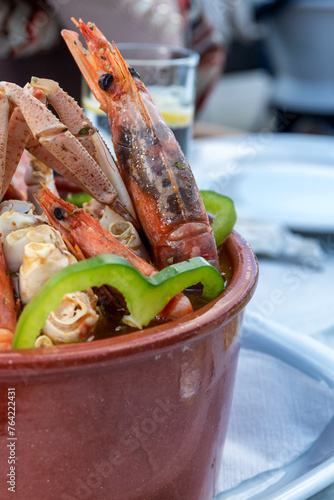 Seafood stew in served in Porto, Portugal