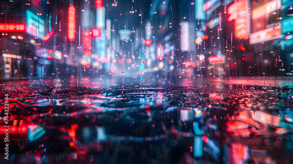 An artwork of cascading digital rain, with a cybernetic void as the background, in a dimension of digital dreams