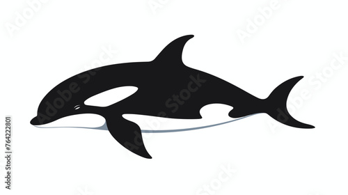 Simple dolphin flat Icon black vector  sillouette i